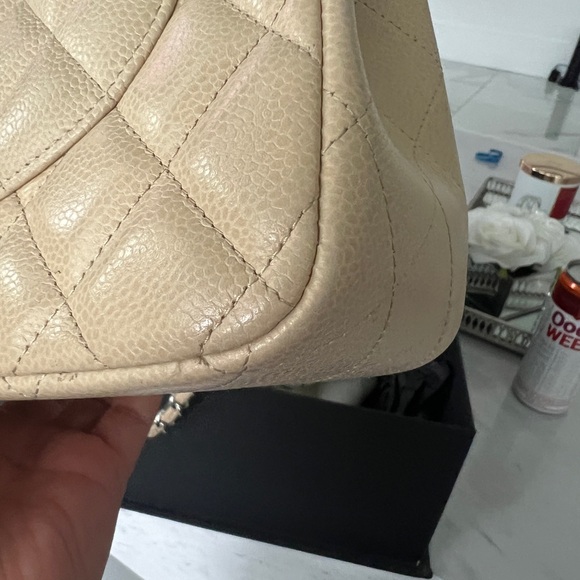 Chanel Large Classic Flap Beige Caviar Silver Hardware - Picture 6 of 15
